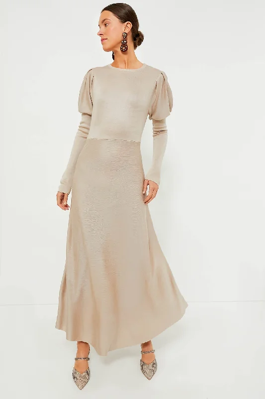 Stylish Ease Tan Brielle Sweater Dress