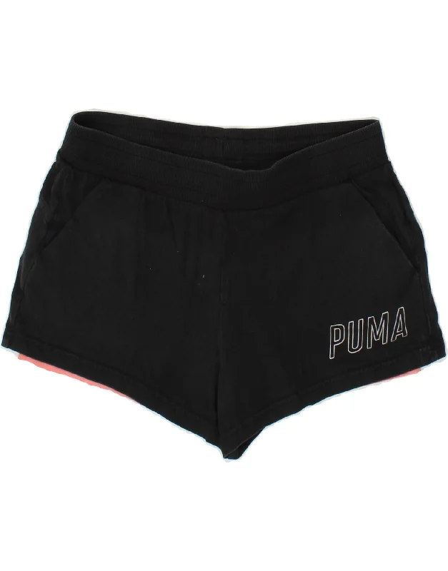 Basic Comfort PUMA Womens Graphic Sport Shorts UK 12 Medium Black Cotton