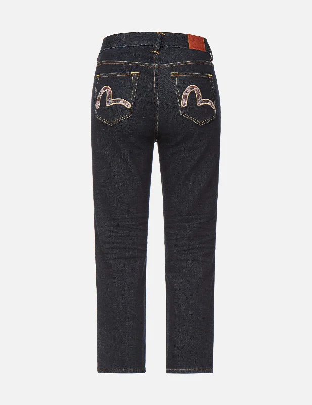 Relaxed Dresses Brocade Seagull Embroidered Straight-cut Jeans