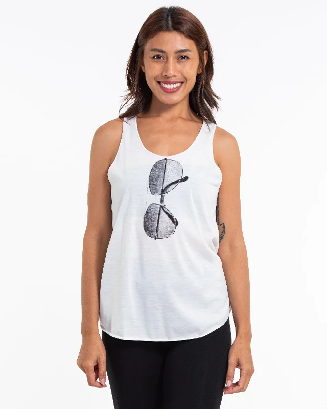 Cozy Chic Womens Sunglasses Tank Top in White