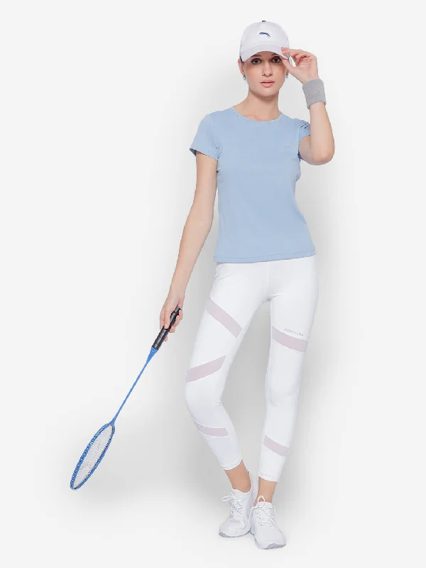 Effortless Style JUMP USA Blue Yoga Women Solid Rapid Dry Cut Out Sustainable Tshirt