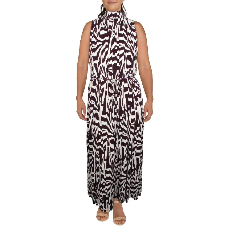 Sporty Elegance Calvin Klein Womens Tie Neck Long Maxi Dress