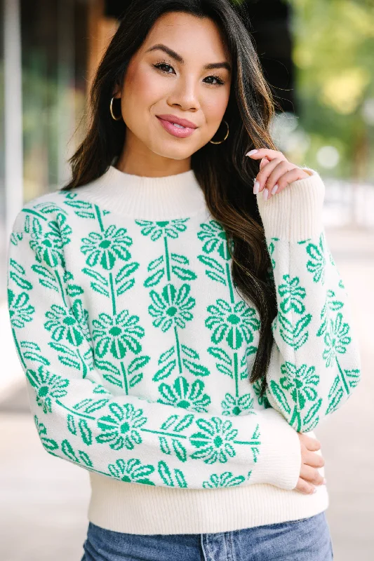 Smart Comfort Have You Here Green Floral Sweater