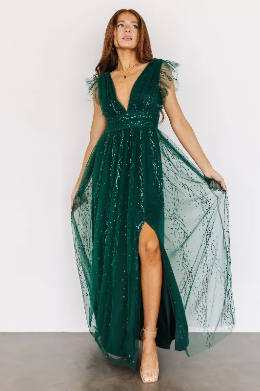 Timeless Comfort Annika Sequin Mesh Maxi Dress | Green