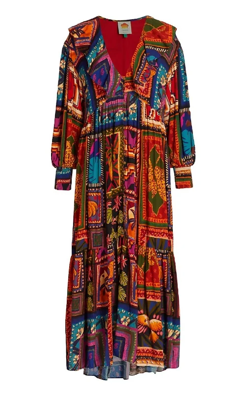 Casual Chic Patchwork Tapestry Ankle Maxi Dress