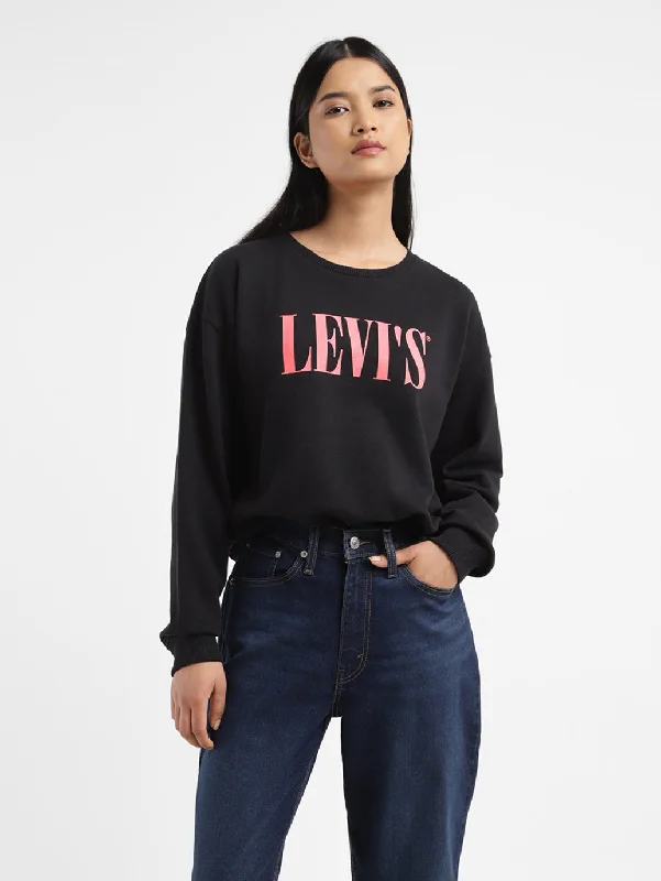 Energy Plan Women's Brand Logo Black Crew Neck Sweatshirt