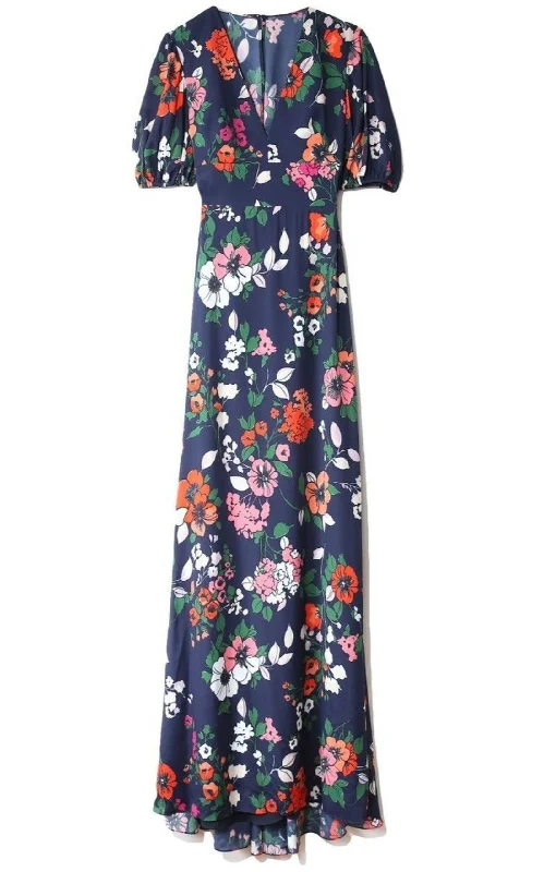 Casual Chic Wear Floral Printed Georgette V-Neck Gown