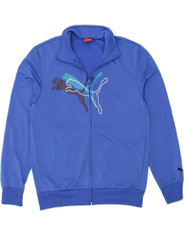 Soft Clothing PUMA Womens Oversized Tracksuit Top Jacket UK 10 Small Blue Polyester