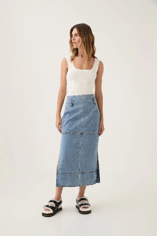 Comfortable Dresses Outline Denim Midi Skirt