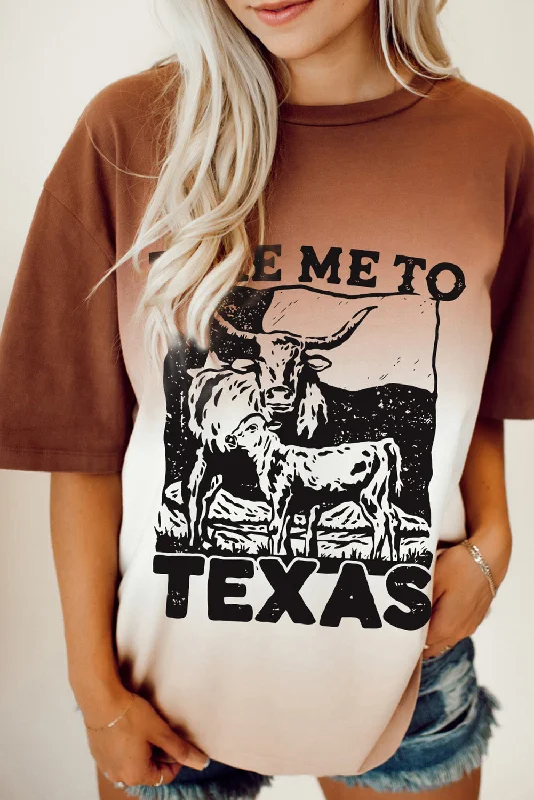 Cozy Layers TAKE ME TO TEXAS Round Neck Short Sleeve T-Shirt