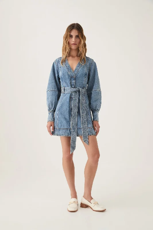 Exquisite Tailoring Outline Denim Mini Dress