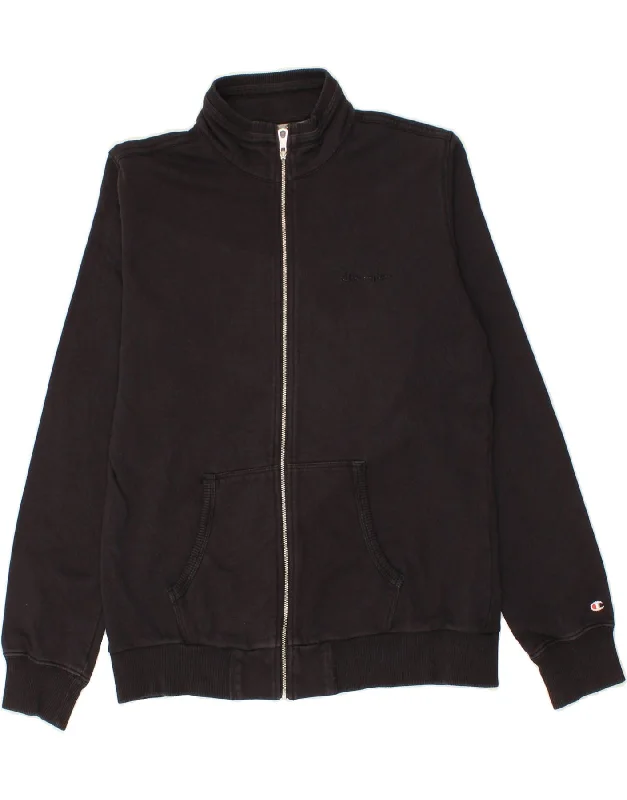 Soft Textures CHAMPION Womens Tracksuit Top Jacket UK 18 XL Black Cotton