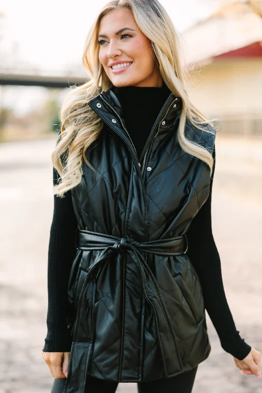 Layered Style Living On The Edge Black Faux Leather Vest