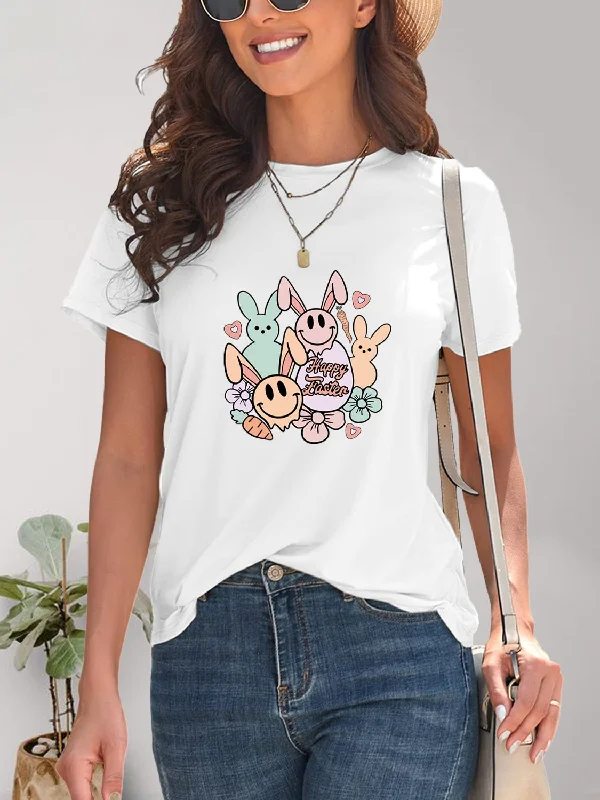Effortless Elegance Graphic Round Neck Short Sleeve T-Shirt