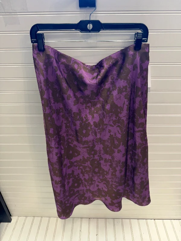 Cozy Outerwear Skirt Midi By Nordstrom In Brown & Purple, Size: L