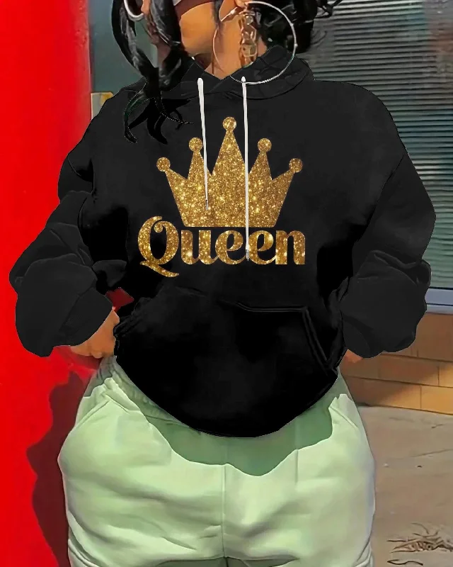 Cozy Fit Golden Crown Women Long-sleeved Hoodie