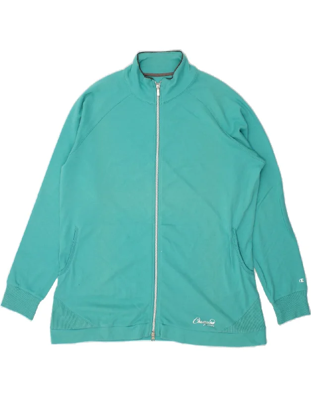 Soft Touch CHAMPION Womens Easy Fit Tracksuit Top Jacket UK 22 3XL Turquoise Cotton
