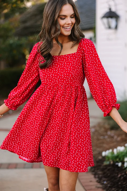 Everyday Style Found Love Red Heart Print Dress