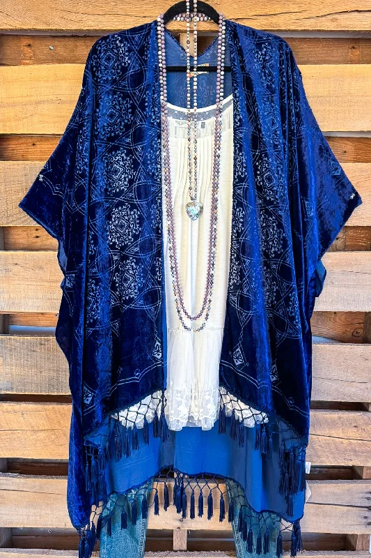 Exclusive Customization Celtic Wonder Burnout Velvet Kimono - Navy