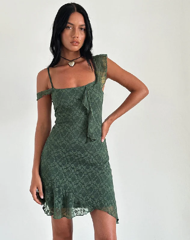Casual Chic Jati Mini Dress in Sage Canina Rose Lace