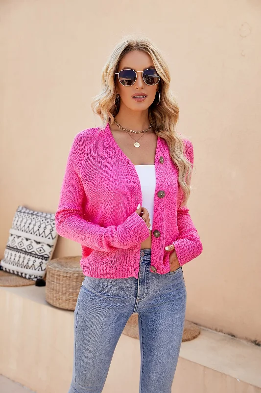 Urban Comfort Raglan Sleeve Button Front Cardigan