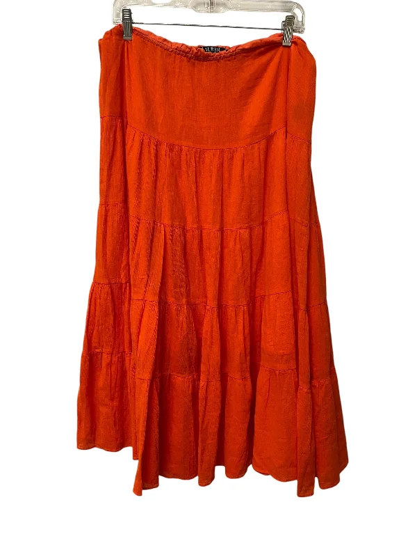 Warm Comfort Skirt Maxi By Lauren By Ralph Lauren In Orange, Size: Petite L