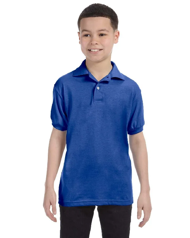 Cozy Pants Hanes Youth Jersey Knit Polo Shirt | Deep Royal