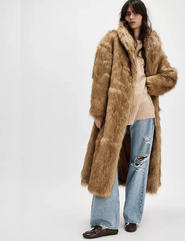 Comfy Chic Annice Fur Coat, Sandy Fox/Combo