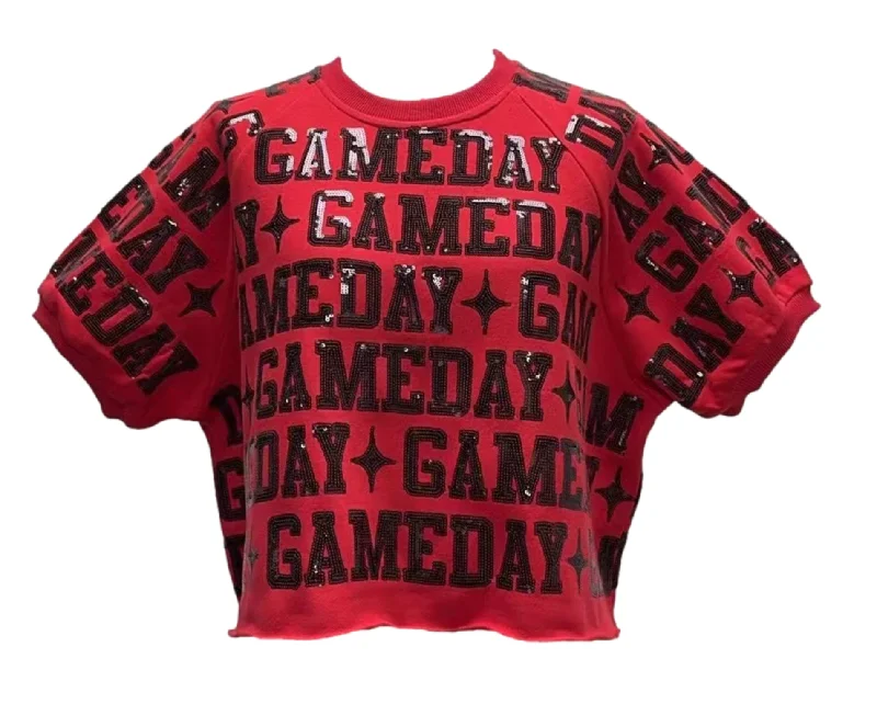 Cozy Fit Queen of Sparkles GAMEDAY All Over Top - RED & BLACK