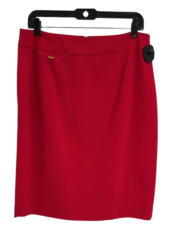 Soft Fabrics Skirt Midi By Calvin Klein In Red, Size: M