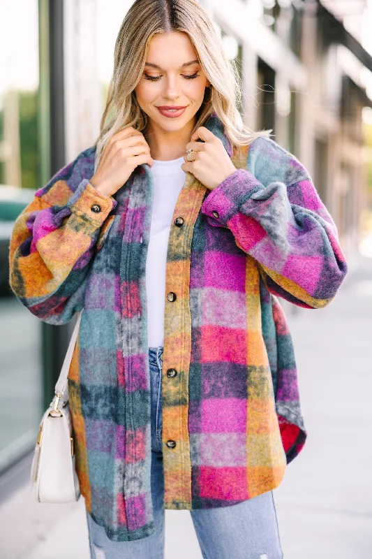 Everyday Comfort You've Got It Lavender Purple Plaid Shacket