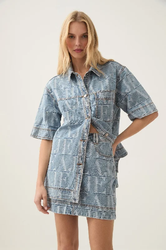 Chic Outfits Nostalgia Jacquard Denim Shirt