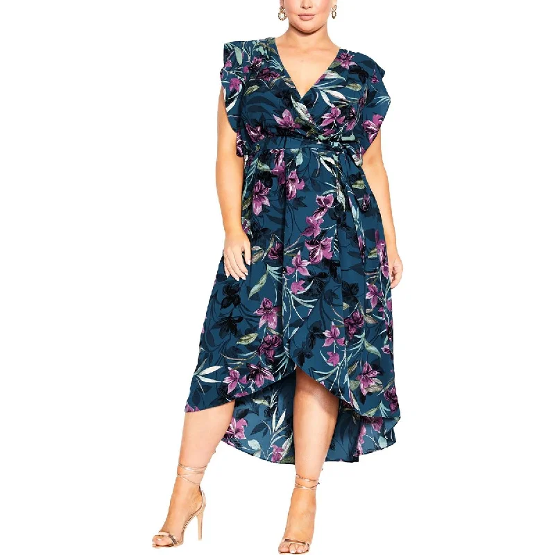 Trendy Casuals City Chic Womens Plus Maxi Nicole Printed Long Maxi Dress