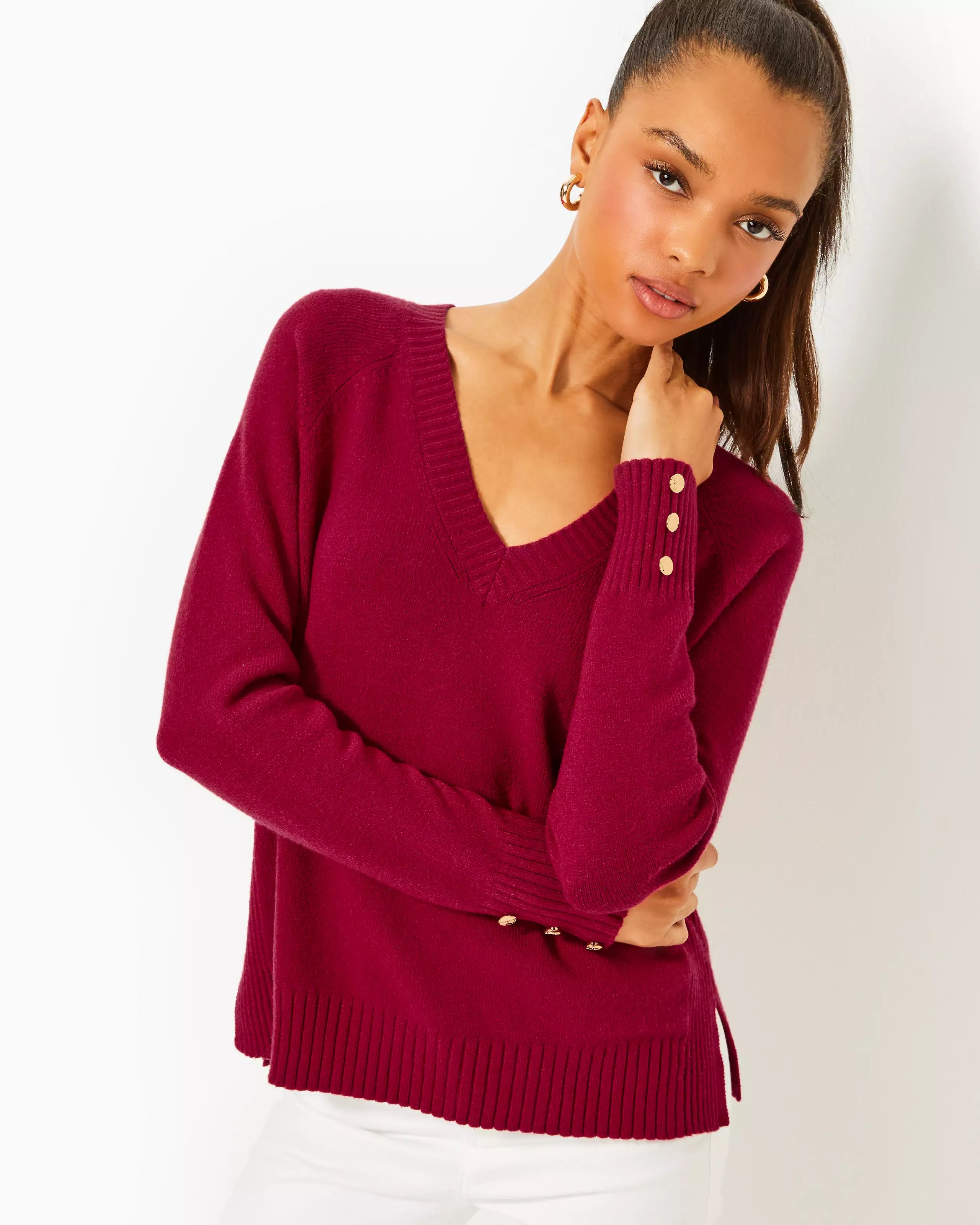 Elegant Wear Lilly Pulitzer Kaycee Sweater Malbec Red