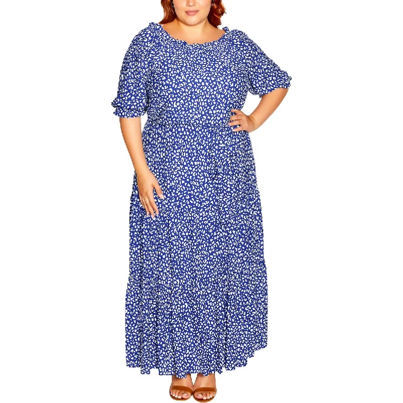 Elegant Comfort City Chic Womens Emily Ruffled Long Maxi Dress