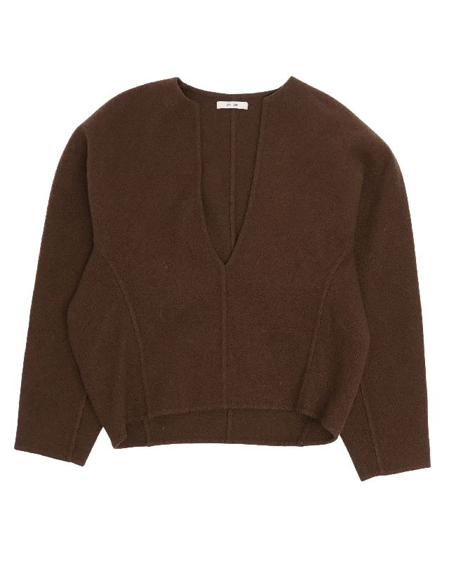 Relaxed Style Deep Neck Sweater