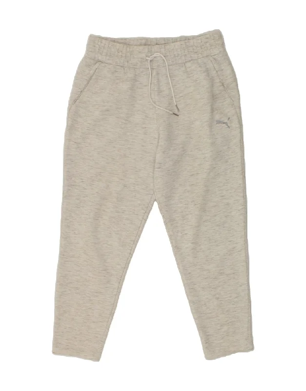 Fashionable Ease PUMA Womens Tracksuit Trousers UK 10 Small Beige Cotton