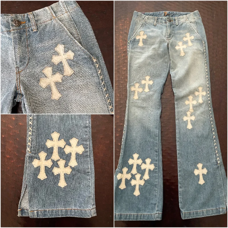 Warm Wear SOLD Custom Chrome Hearts Handcrafted Jeans on 7 Denim Jeans, SZ 26
