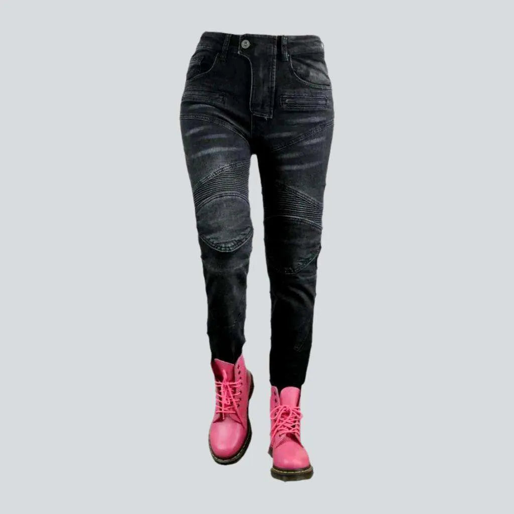 Stylish Comfort Protective biker jeans
 for women