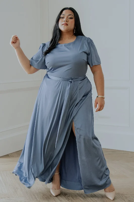 Cozy Pants Agnes Satin Maxi Dress | Whisper Blue