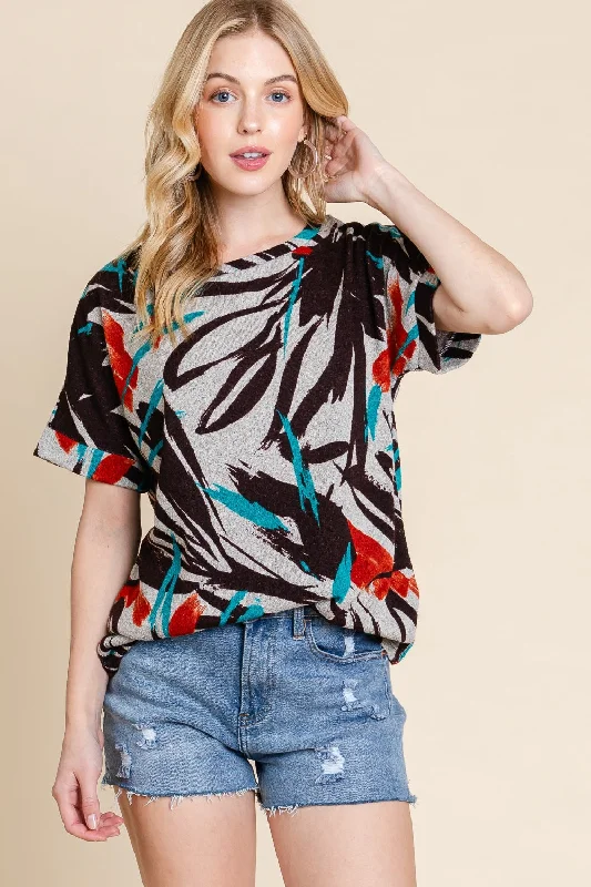 Breathable Comfort Printed Round Neck Short Sleeve T-Shirt