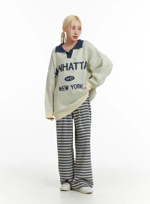 Weekend Style Cozy Striped Pants IF408