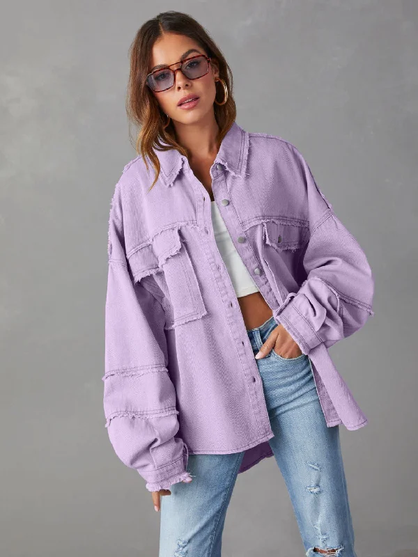 Trends Dropped Shoulder Raw Hem Jacket