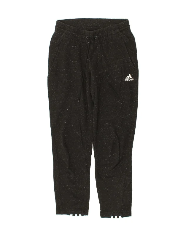 Free Design ADIDAS Womens Tracksuit Trousers UK 4/6 XS Black Flecked Cotton