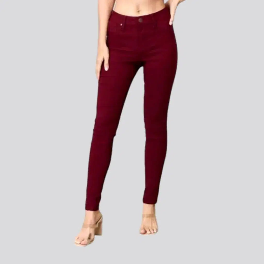 Comfortable Dresses Skinny bordo jeans
 for ladies