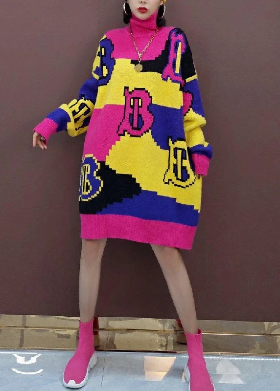 Easy Style Christmas Yellow Letter Sweater Dress Plus Size O Neck Baggy Hipster Knit Dresses Easy Style Christmas Yellow Letter Sweater Dress Plus Size O Neck Baggy Hipster Knit Dresses