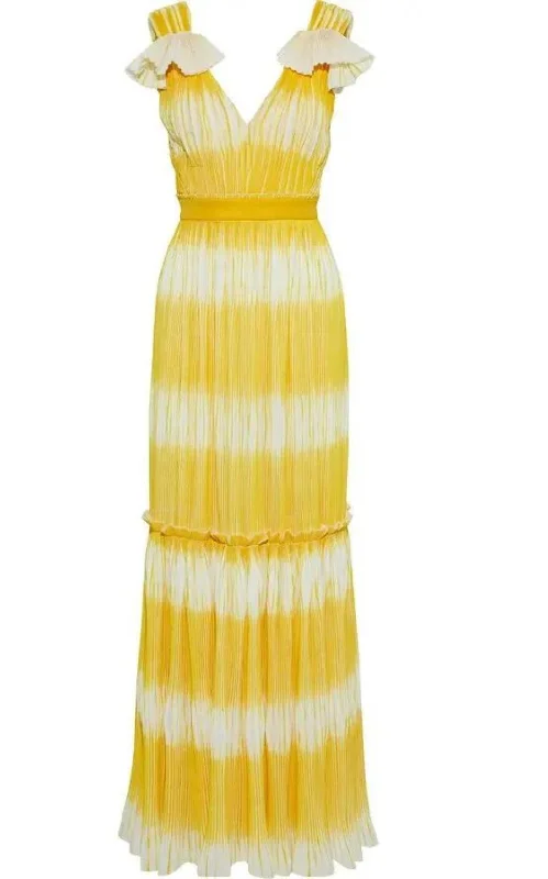 Simple Style Yellow Tadia Plissé Dress