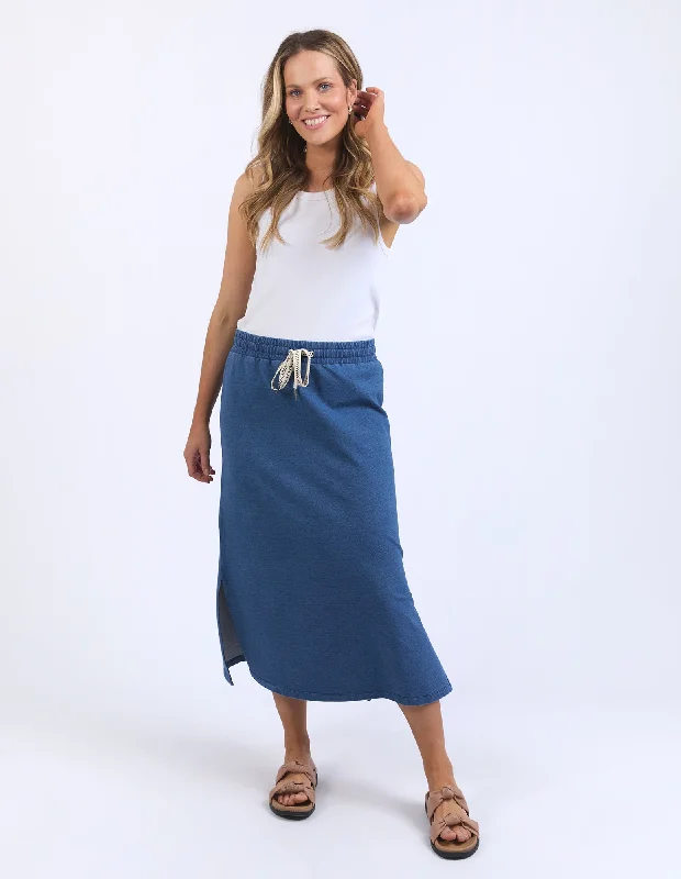 Effortless Elegance Elm Travel Skirt Denim Look Indigo Blue