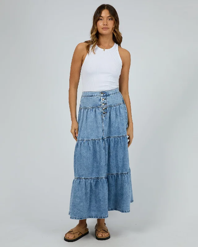 Relaxed Dresses All About Eve Coco Denim Maxi Skirt Light Blue