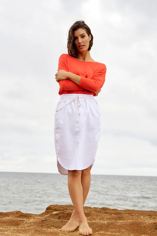 All-Day Wear Betty Basics Alina Denim Skirt White